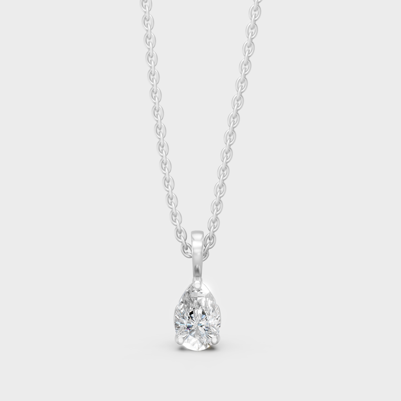 Premium 950 Platinum Pear-Cut Lab-Grown Diamond Solitaire Pendant with Chain